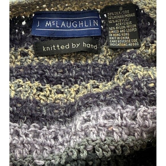 J. McLaughlin Vintage Hand Knit Cardigan Sweater Silk Mohair Blend Stripe Size S - Picture 7 of 9